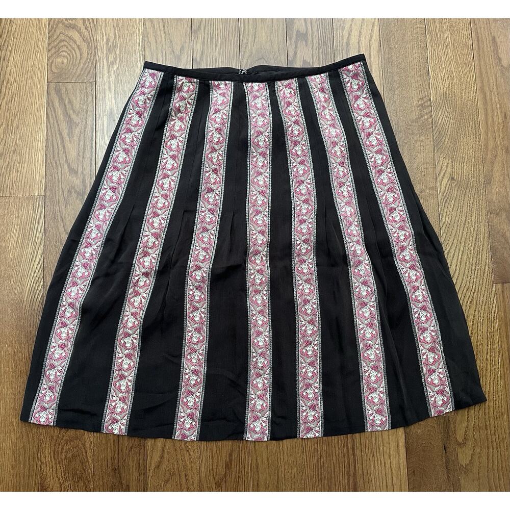 Ann Taylor Silk Skirt Cottage Academia Women’s Size 8 Embroidered Tapestry Lined